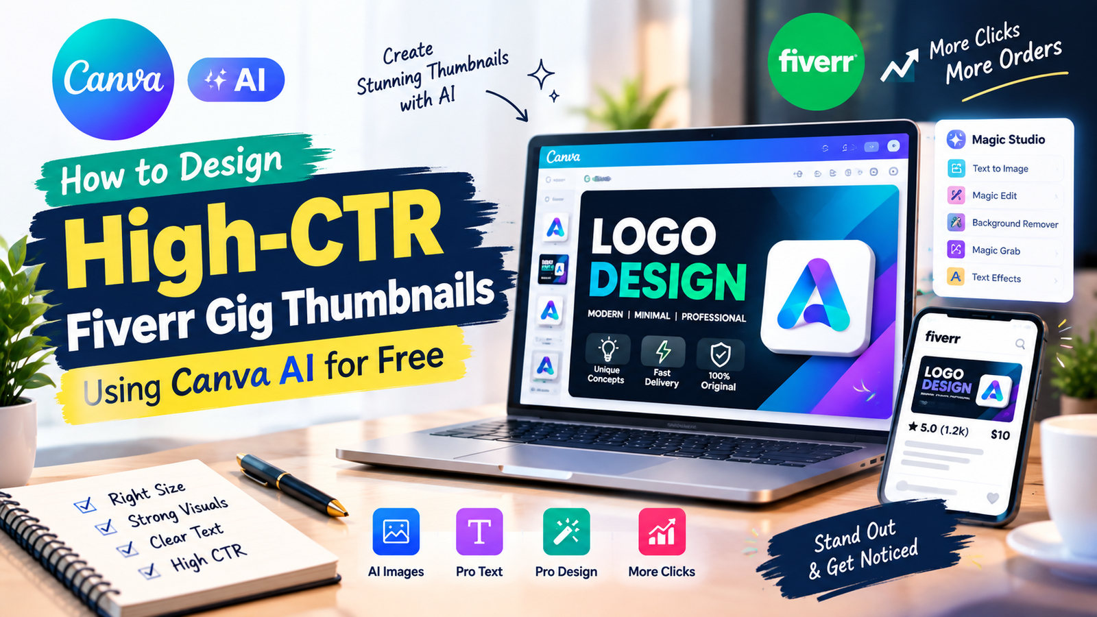 CANVA AI FIVERR GIG THUMBNAIL DESIGN FREE