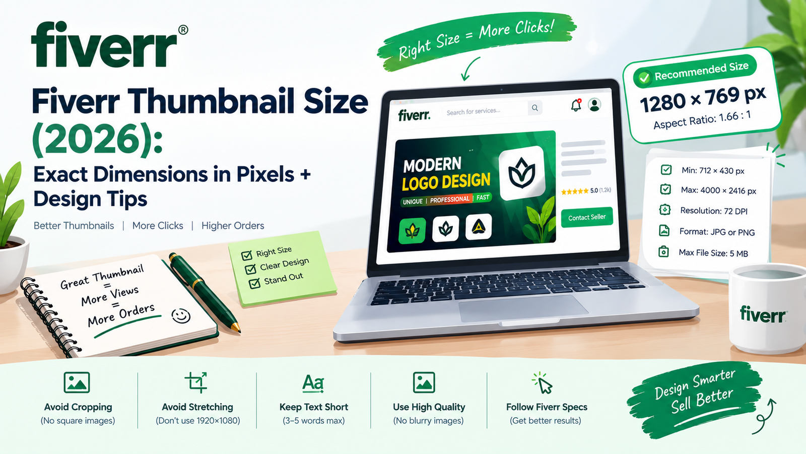 Fiverr gig thumbnail size 1280x769 pixels — exact dimensions guide 2026