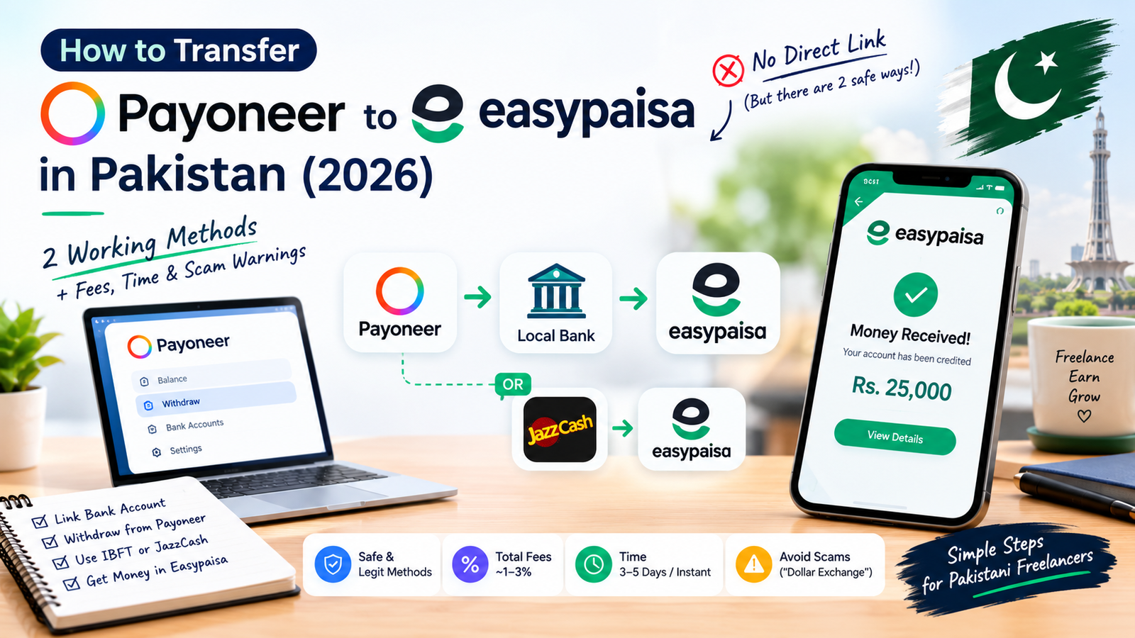 How to transfer money from Payoneer to Easypaisa in Pakistan - 2 working methods 2026